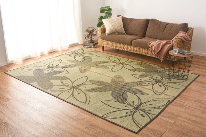 ラグい草ラグ191×250cm約3畳薄手ござ裏貼りフェアリーブルー