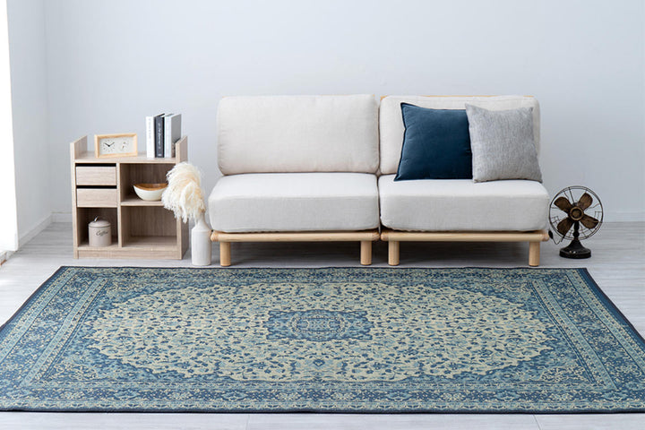 ラグい草ラグ191×250cm約3畳薄手ござ裏貼りコンチェルトブルー