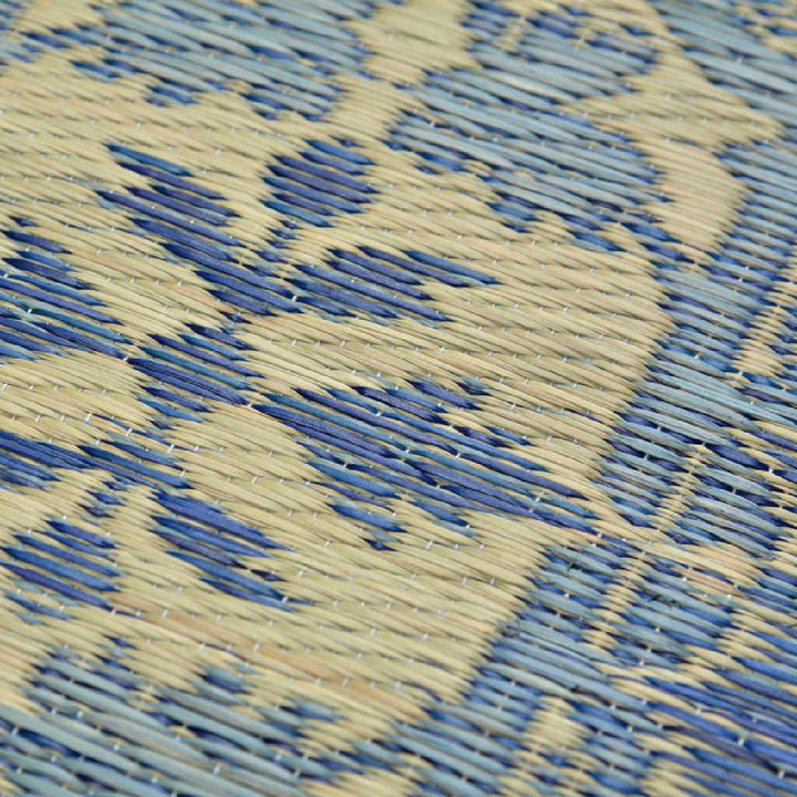 ラグい草ラグ176×176cm約2畳薄手ござ裏貼りカノンブルー