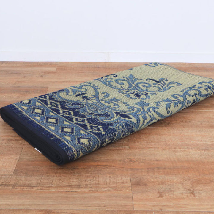 ラグい草ラグ176×230cm約2.5畳薄手ござ裏貼りカノンブルー