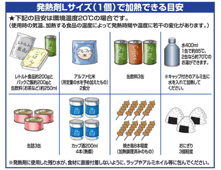 発熱剤加熱剤モーリアンヒートパックLサイズ携帯用あたためキット