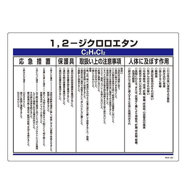 標識 特定化学物資関係標識 「1，2-ジクロロエタン」 特38-324