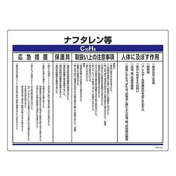 標識 特定化学物資関係標識 「ナフタレン等」 特38-331