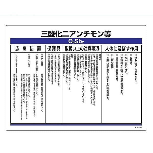 標識 特定化学物資関係標識 「三酸化二アンチモン等」 特38-333