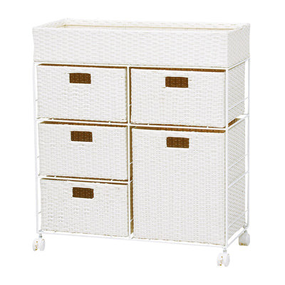 ランドリーチェスト 幅70.5cm 3段 ワイド 引出し キャスター付 完成品