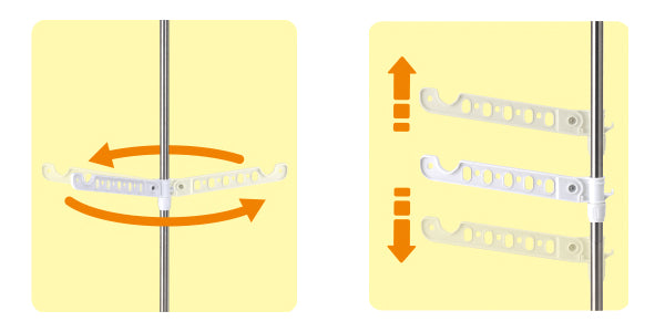 室内物干し竿受けPORISH突っ張り式2段高さ201～300cm