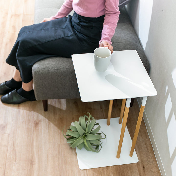 サイドテーブルプレーンPLAIN差し込み収納木製天然木スチール