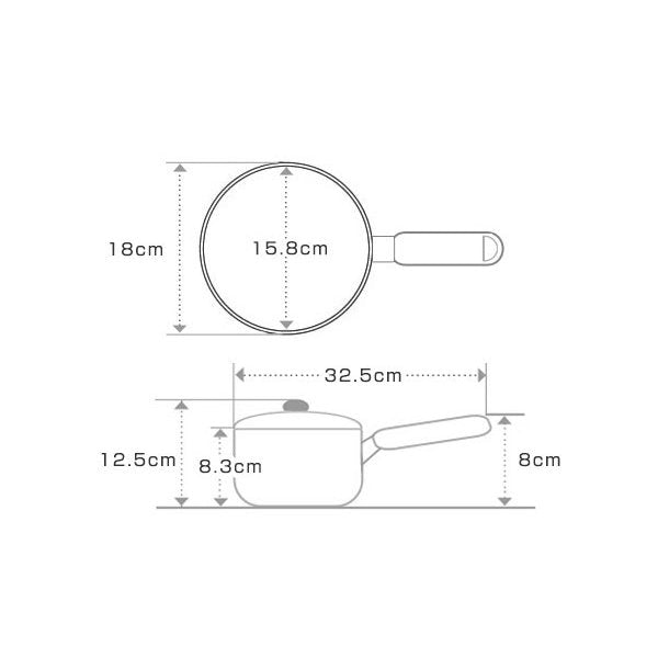 片手鍋16cmIH対応ホーロー蓋付きアミュレット