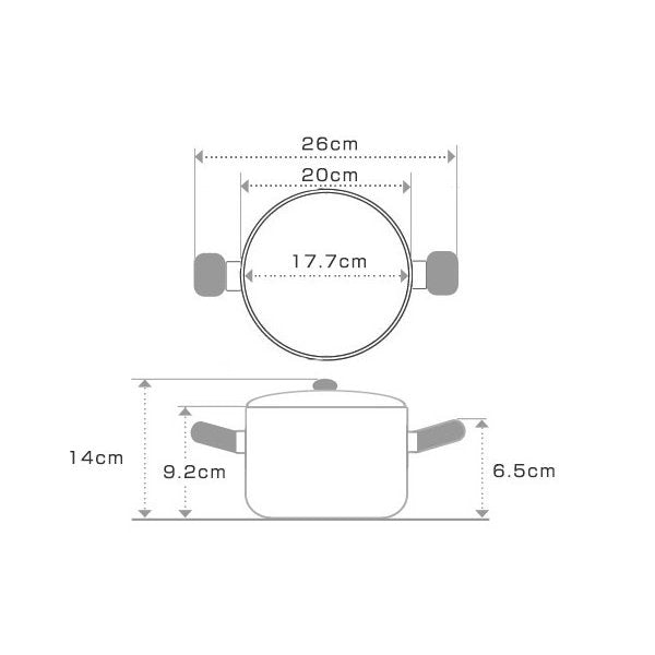両手鍋18cmIH対応ホーロー蓋付きアミュレット