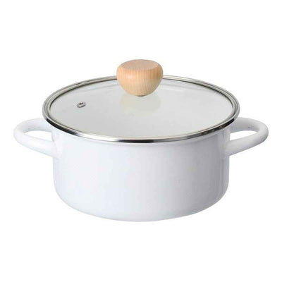 両手鍋 18cm IH対応 ホーロー 蓋付き アミュレット