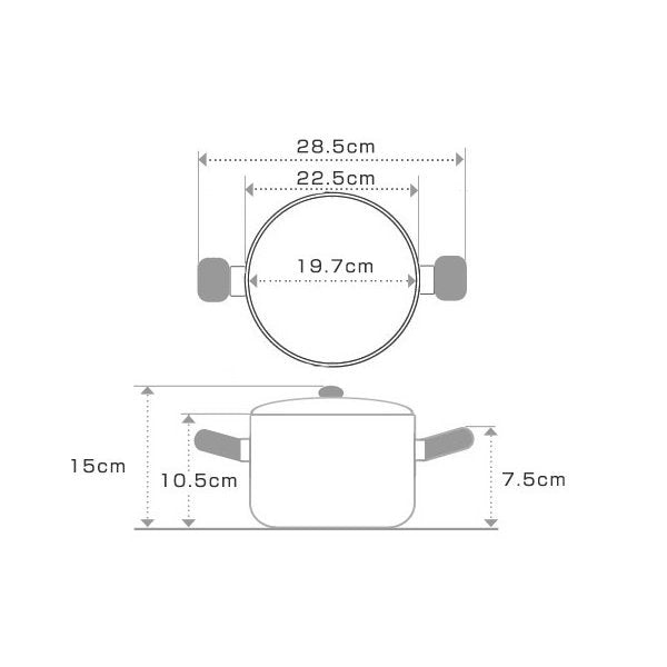 両手鍋20cmIH対応ホーロー蓋付きアミュレット