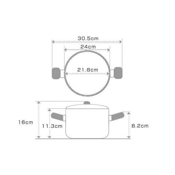 両手鍋22cmIH対応ホーロー蓋付きアミュレット