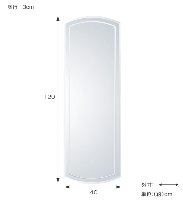 ミラー鏡高さ120cmウォールミラーノンフレーム壁掛け姿見