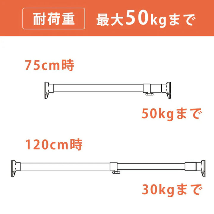 つっぱり棒幅75～120cm突ぱりパワフルポールマットブラック小