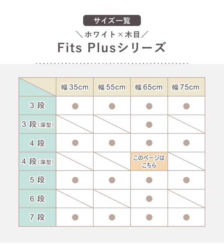 チェストフィッツプラス4段深型幅65×奥行41×105cmF6534Dメープル