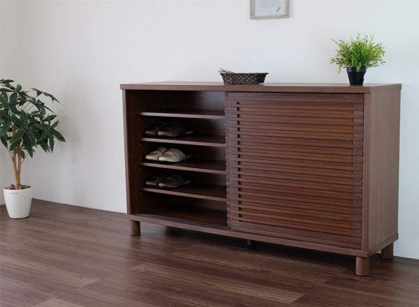 下駄箱幅152.5cm4段ルーバーROSY完成品