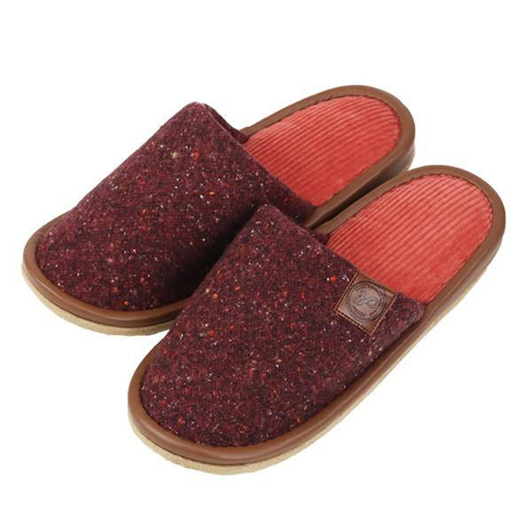 スリッパモダンネップニット外縫いMサイズレッド
