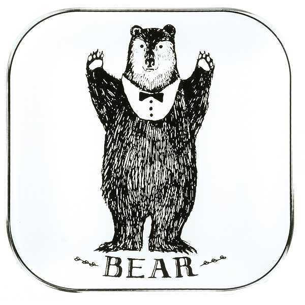 プレート18cmスクエアフォリアージュアニマル皿食器ガラス製ベア