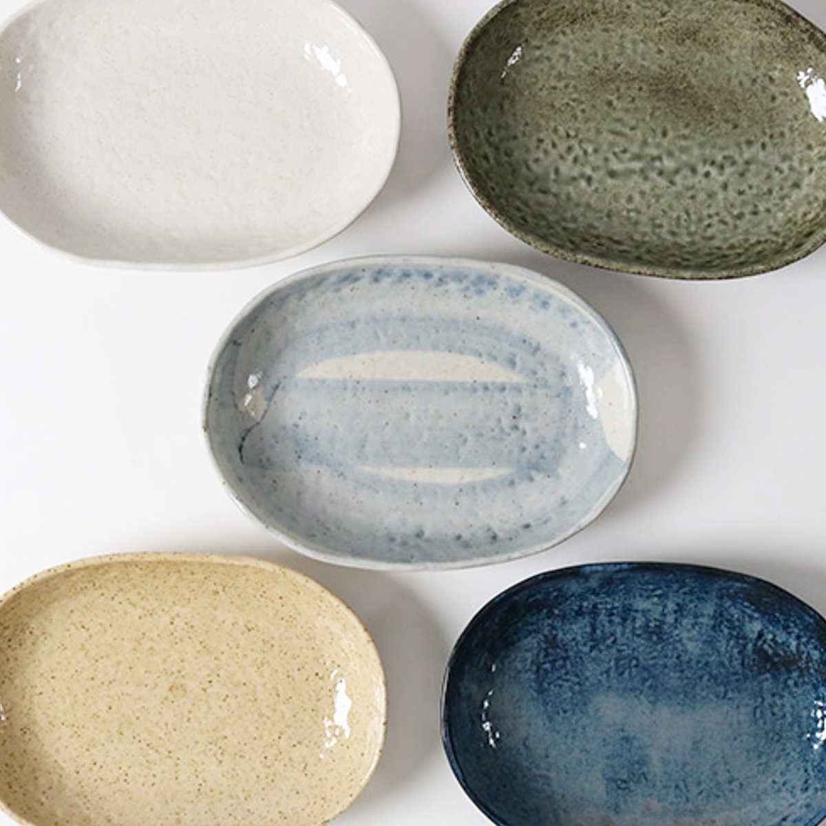 楕円形陶器皿 淡い深緑とブラウン 深緑（しんりょく）楕円浅鉢 | 和食器,深緑（しんりょく） | | 業務用