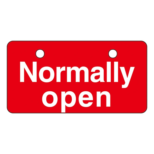 バルブ開閉札 英文字 赤 「 Normally open 」 「 常時 開 」 V－3 日本製