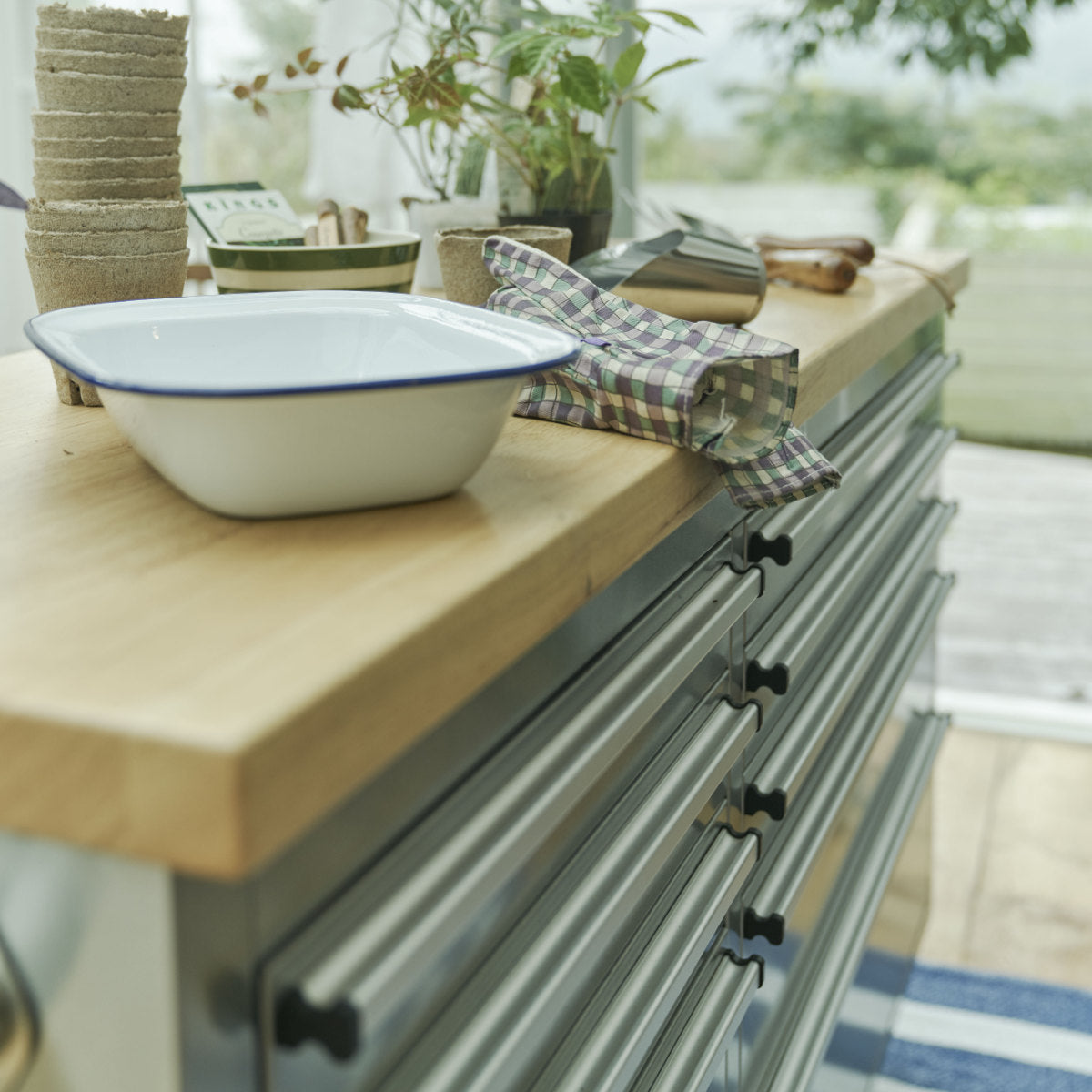 ツールキャビネット 幅199cm ステンレス製 木天板 キャスター付 – ハウジー