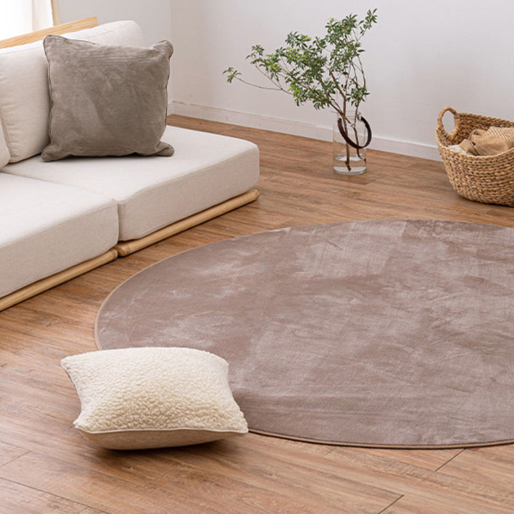 ラグマットメレンゲタッチラグ185×185cm円形ピンク