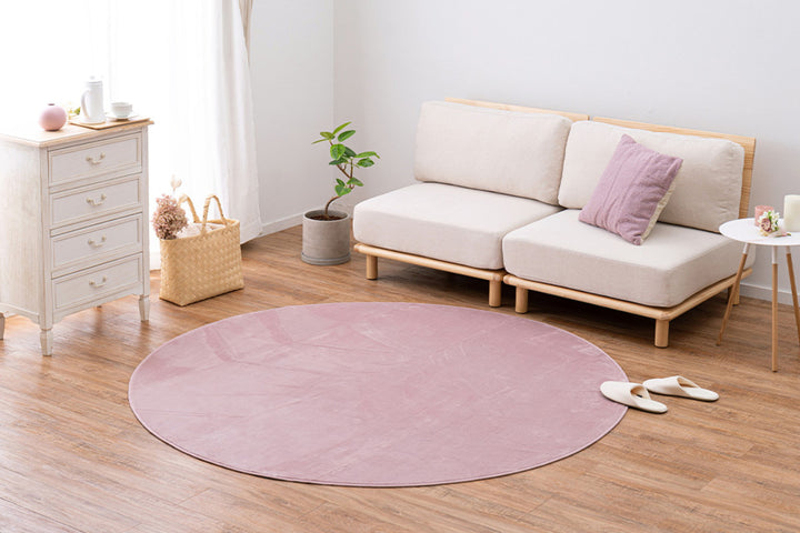 ラグマットメレンゲタッチラグ185×185cm円形ピンク