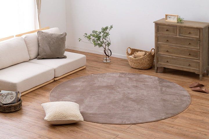 ラグマットメレンゲタッチラグ185×185cm円形ピンク