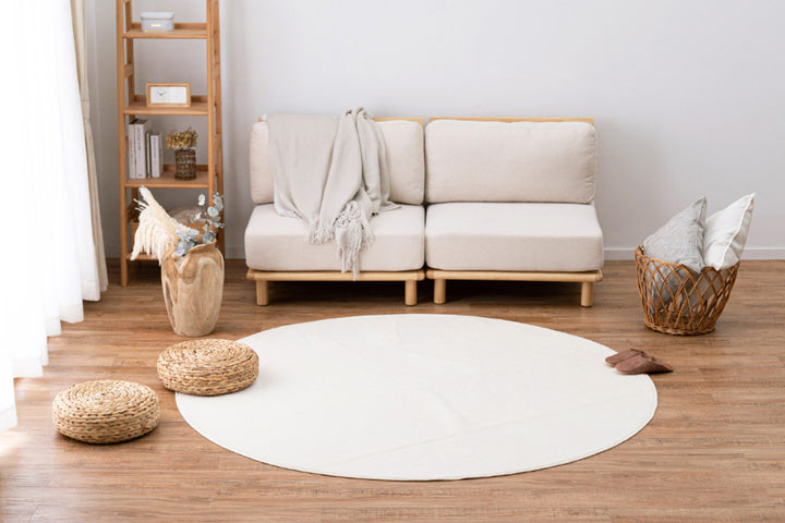 ラグマットメレンゲタッチラグ185×185cm円形ピンク