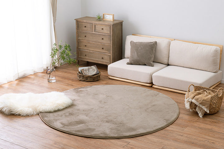 ラグマットメレンゲタッチラグ低反発185×185cm円形ピンク