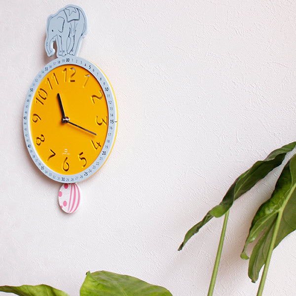 振り子時計circusclockゾウステップ秒針ヤマト工芸掛け時計日本製