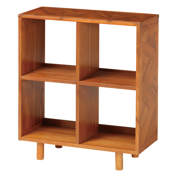 オープンラック幅70cm2段寄木突板ヴィンテージ調HENT