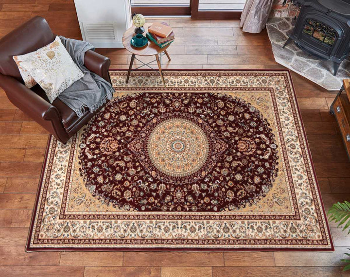 ラグトルコ製ウィルトンラグローサマルカンド160×230cmレッド