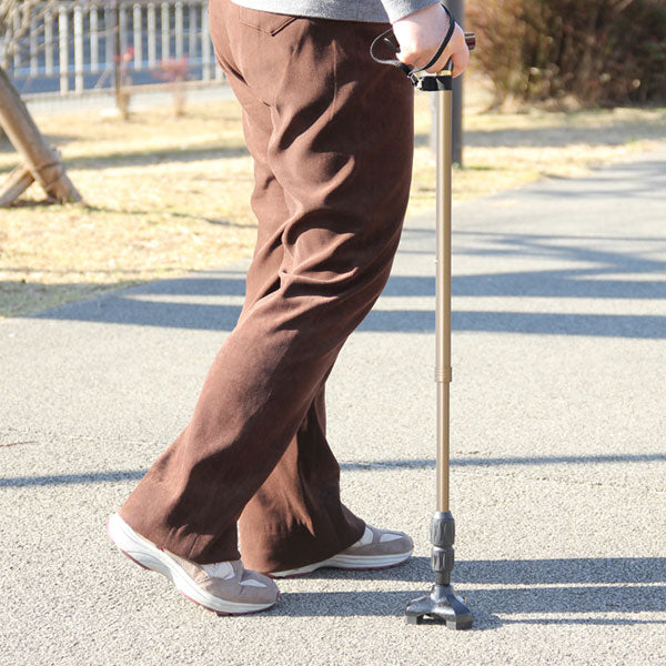 杖伸縮3点杖ステッキ長さ調節トリプル先ゴムステッキ非課税自立式