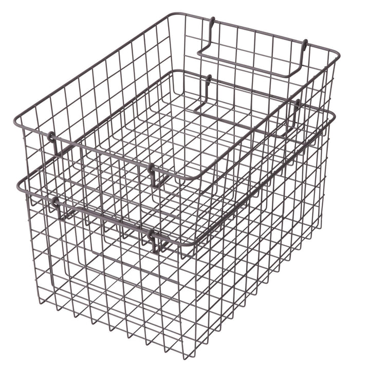 ワイヤーバスケットスタッキングLL深型バスケットかごスチールブラウン