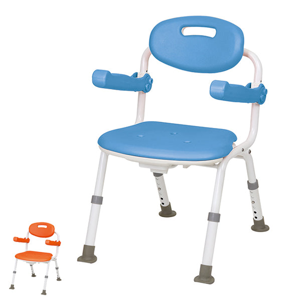 シャワーチェア背付肘かけ付防カビ折りたたみ6段階高さ調整テイコブシャワーベンチ介護イス