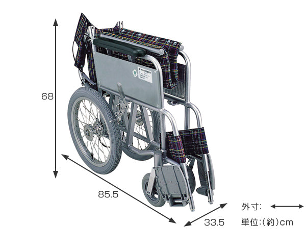 介助用車いす 介助式 背折れタイプ 座面幅42cm テイコブ ハンドブレーキ付 非課税