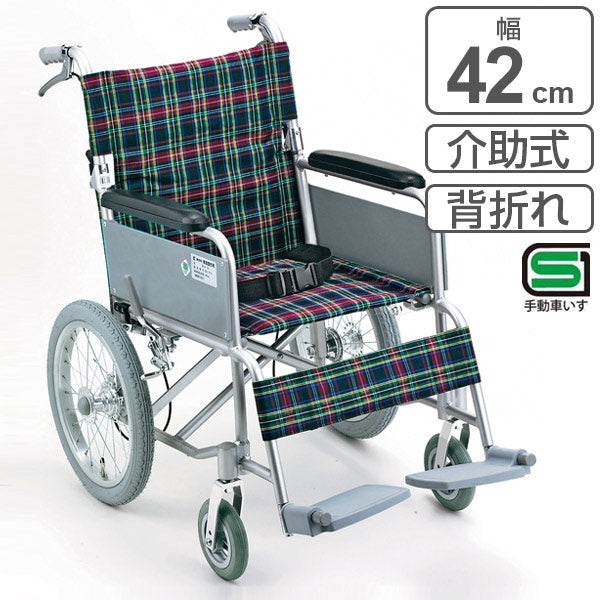 介助用車いす 介助式 背折れタイプ 座面幅42cm テイコブ ハンドブレーキ付 非課税