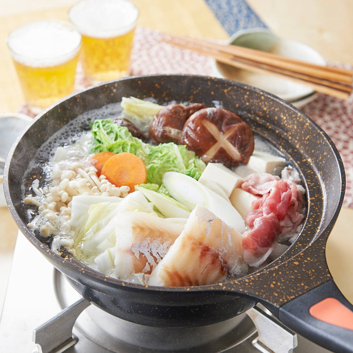 鍋型フライパンIH対応24cmゴールドマーブル深型