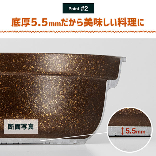 鍋型フライパンIH対応24cmゴールドマーブル深型