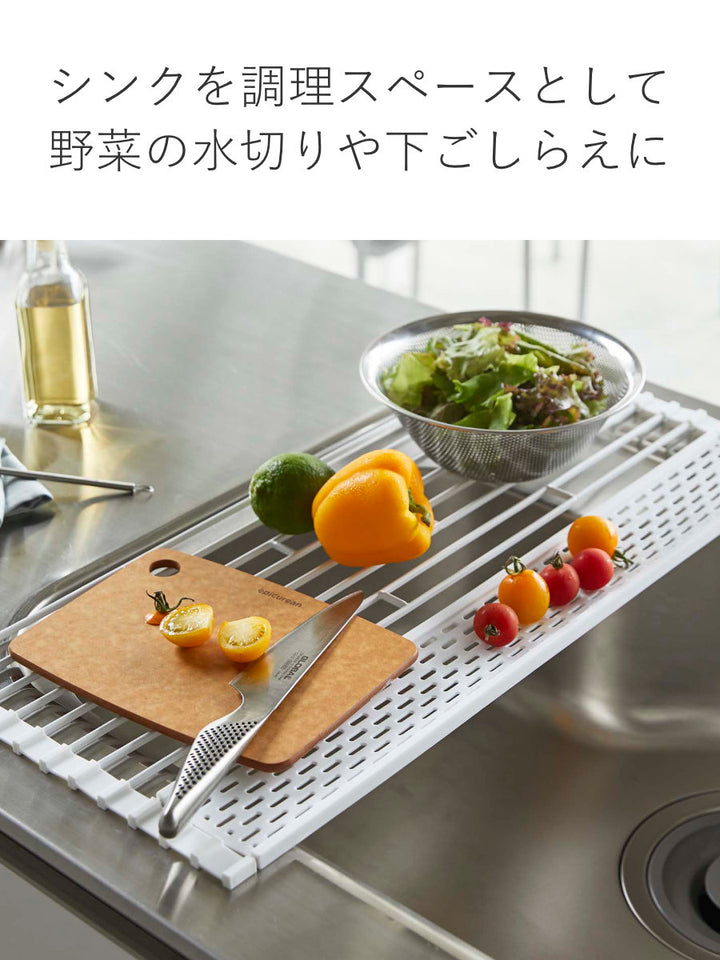 山崎実業tower折り畳み水切りタワーシリコーントレー付きL