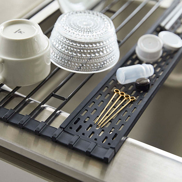 山崎実業tower折り畳み水切りタワーシリコーントレー付きL