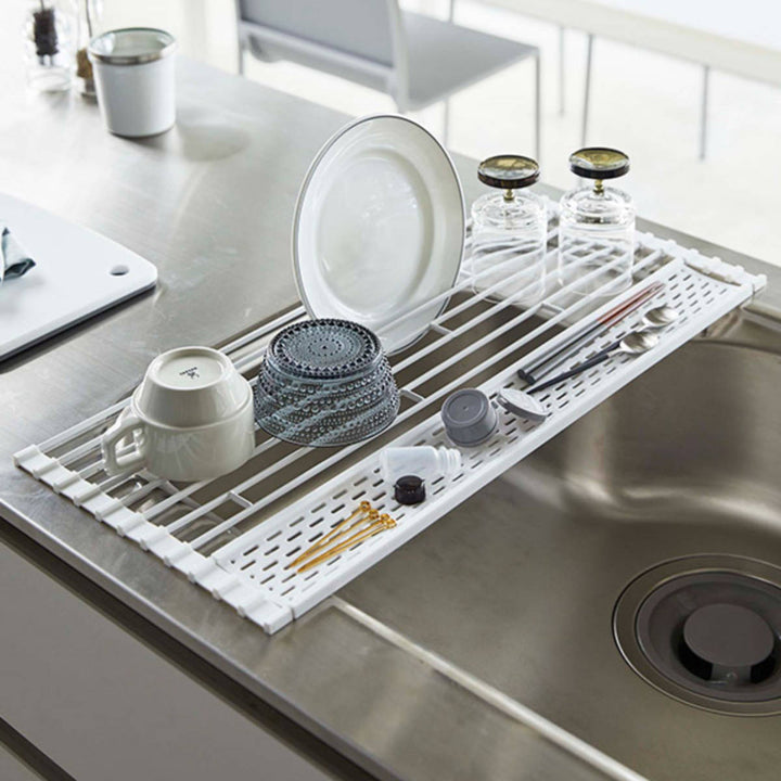 山崎実業tower折り畳み水切りタワーシリコーントレー付きL