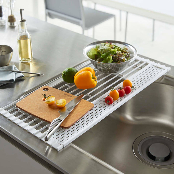 山崎実業tower折り畳み水切りタワーシリコーントレー付きL