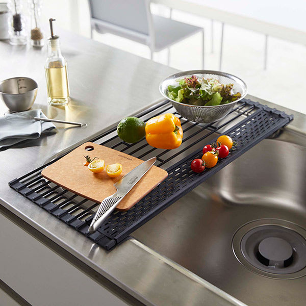 山崎実業tower折り畳み水切りタワーシリコーントレー付きS