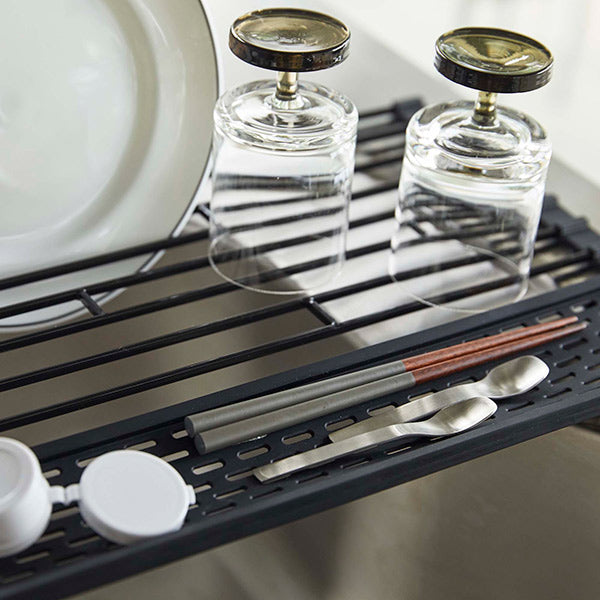 山崎実業tower折り畳み水切りタワーシリコーントレー付きS