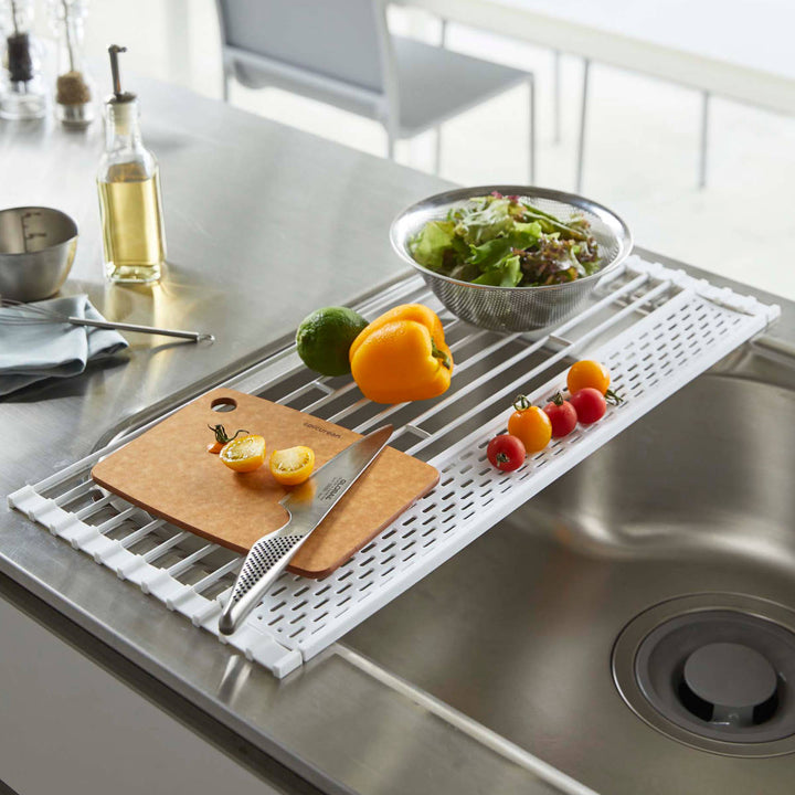 山崎実業tower折り畳み水切りタワーシリコーントレー付きS