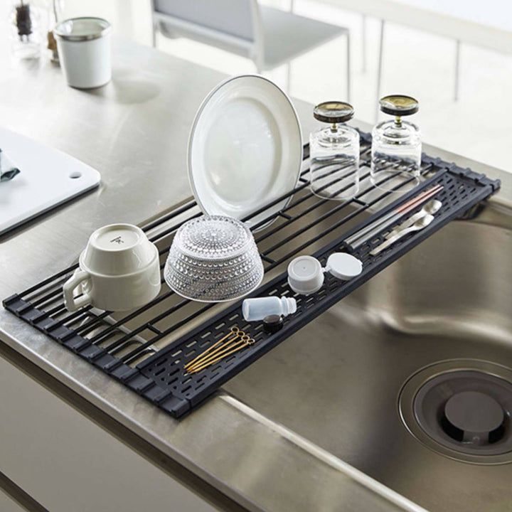 山崎実業tower折り畳み水切りタワーシリコーントレー付きS