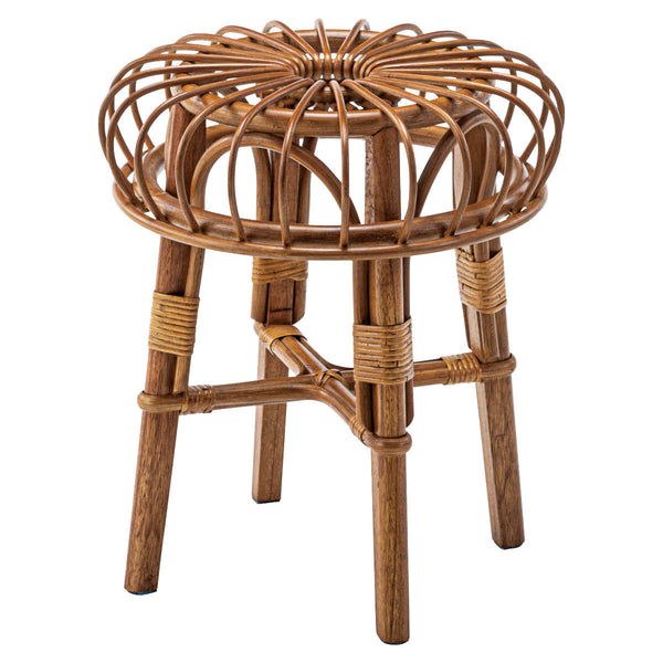 スツール高さ45cmラタン籐椅子丸型天然木イス