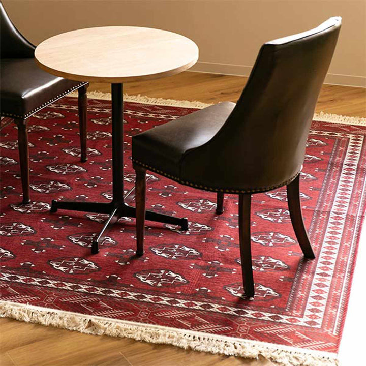 ラグトルクメン風プリントラグ190×190ｃｍターコイズ